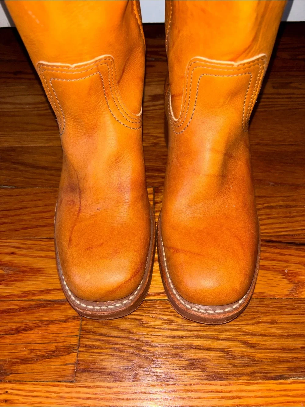 Vintage Frye Campus Western Square Toe Brown Cowboy Boots Womens US 6M - Picture 7 of 13